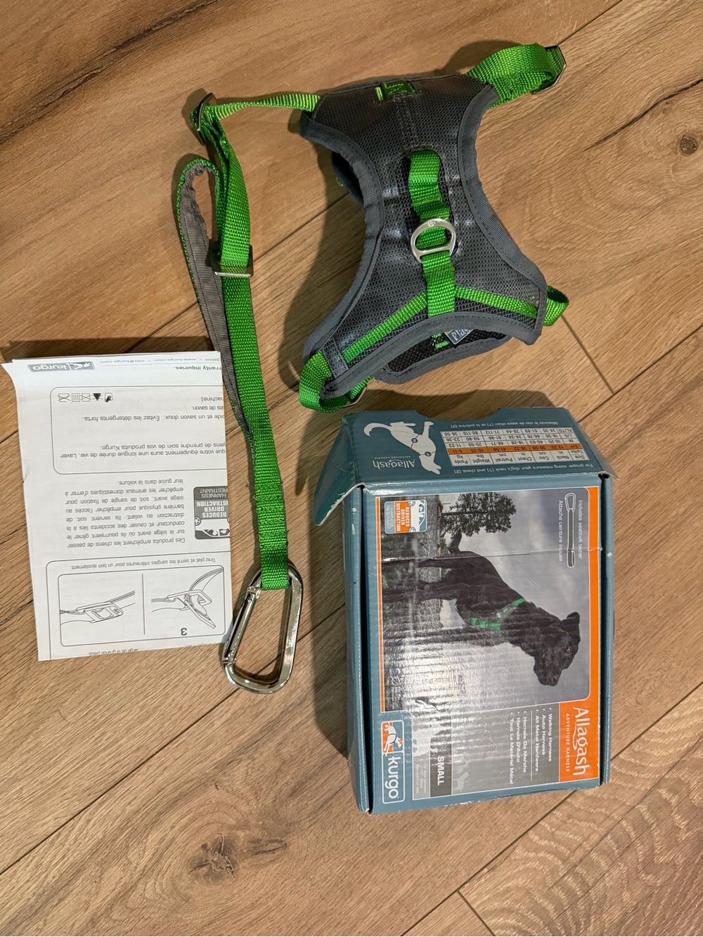 Gray and Green Dog Harness with Leash - Adjustable Comfort Vest SMAll NWT